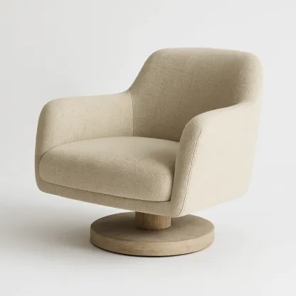 Poltrona girevole in tessuto con base rotonda in legno-Snoozinova
