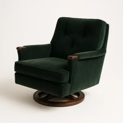Poltrona girevole in velluto con base in legno-Snoozinova