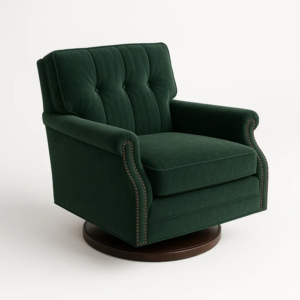 Poltrona girevole in tessuto con base in legno-Snoozinova