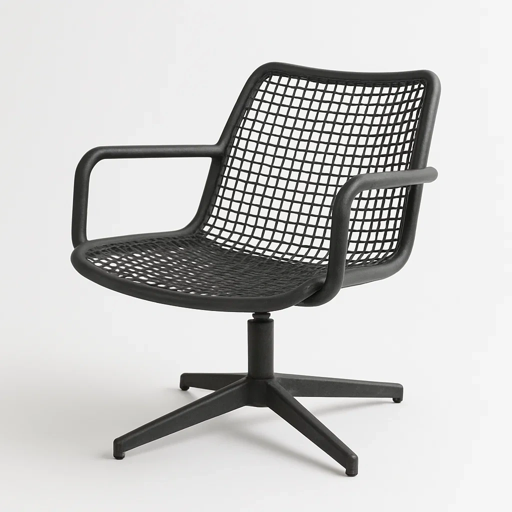 Poltrona girevole in metallo con braccioli-Snoozinova