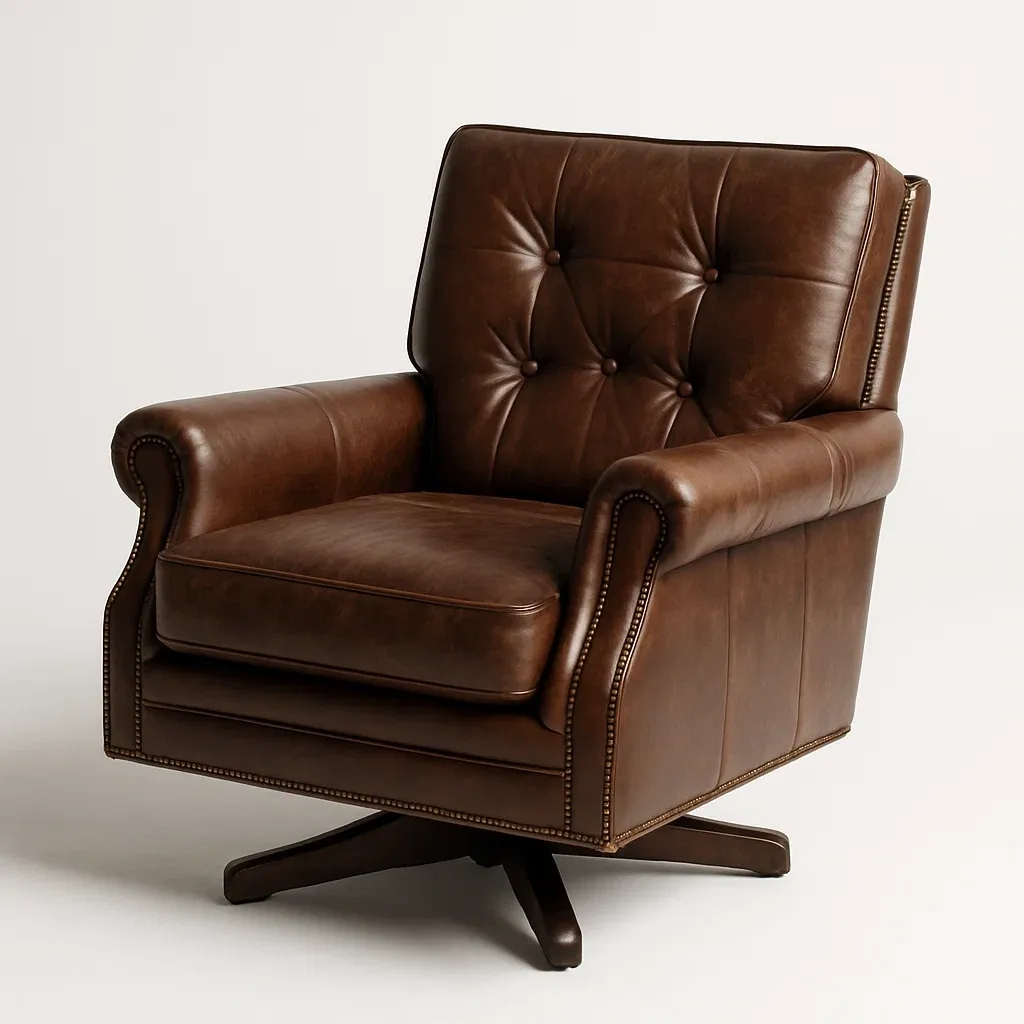 Poltrona girevole in pelle con bottoni-Snoozinova