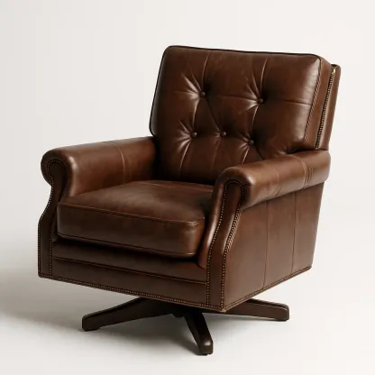 Poltrona girevole in pelle con bottoni-Snoozinova