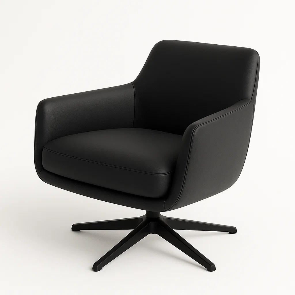 Poltrona girevole in pelle con base metallica-Snoozinova