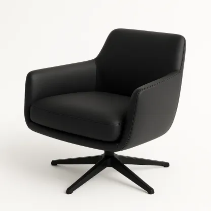 Poltrona girevole in pelle con base metallica-Snoozinova