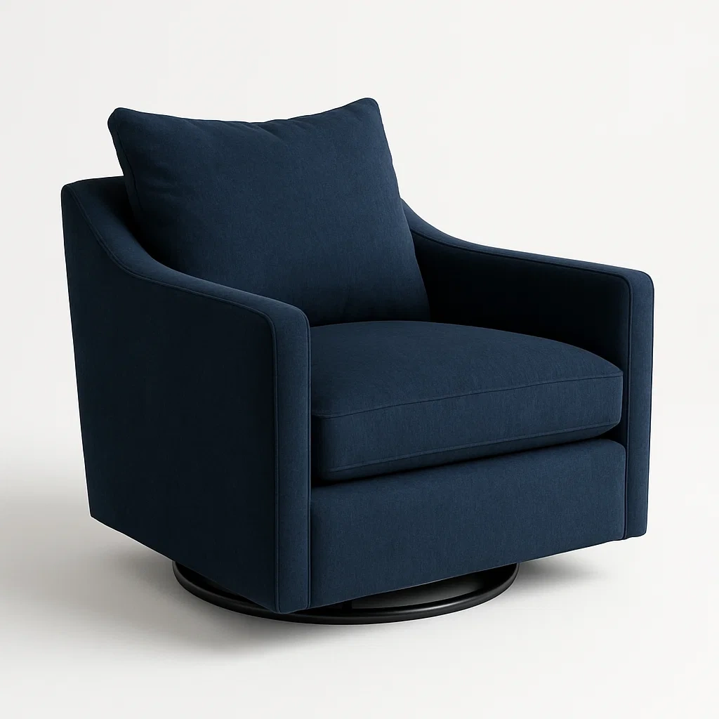 Poltrona girevole in tessuto poliestere con base in metallo,100x90x90 cm-Snoozinova