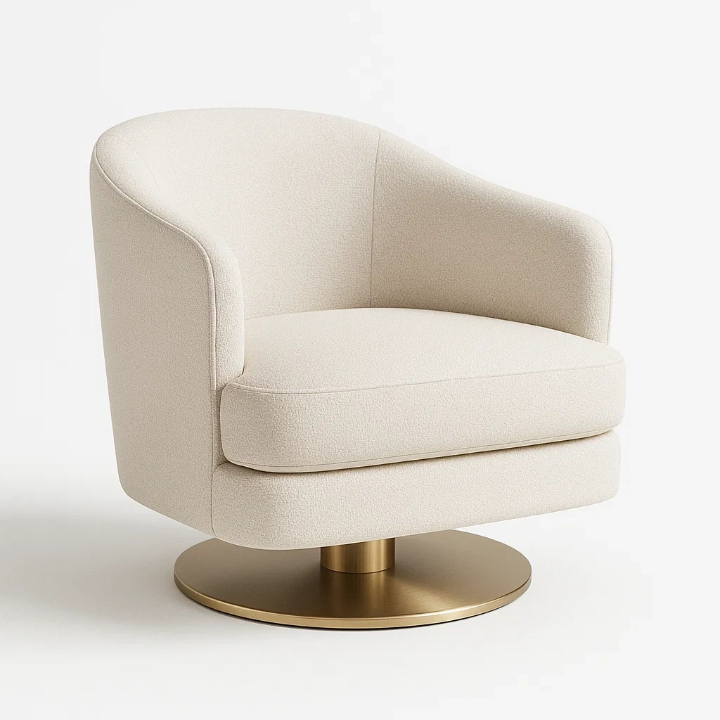 Poltrona girevole in tessuto con base in metallo,83x79x79 cm-Snoozinova