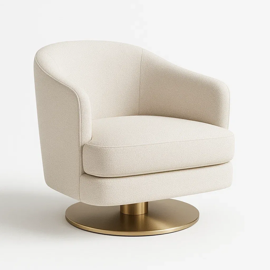 Poltrona girevole in tessuto con base in metallo,83x79x79 cm-Snoozinova