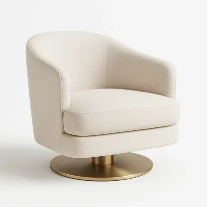 Poltrona girevole in tessuto con base in metallo,83x79x79 cm-Snoozinova