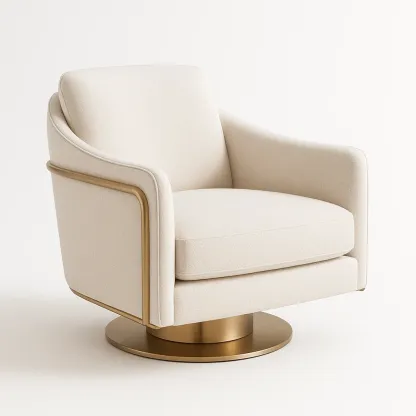 Poltrona girevole in tessuto con base in metallo,80x75x85 cm-Snoozinova