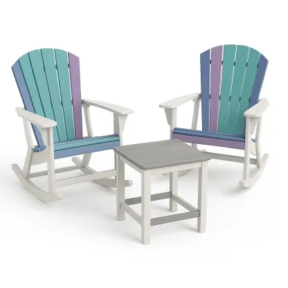 Set di sedie a dondolo in legno con tavolo da giardino-Snoozinova