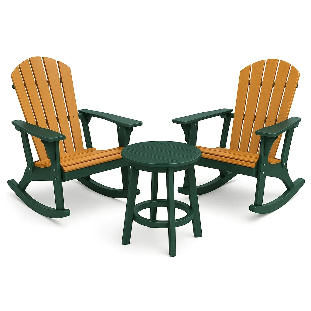 Set di sedie a dondolo in polietilene con tavolino rotondo-Snoozinova