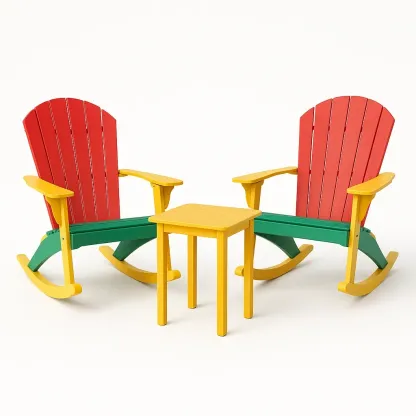 Set di sedie a dondolo in plastica per esterni con tavolino-Snoozinova