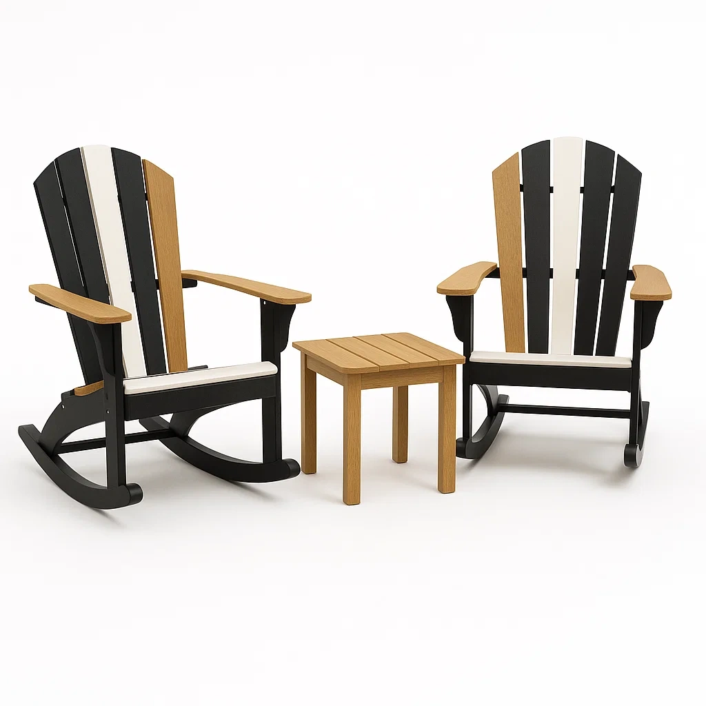 Set di sedie a dondolo in legno sintetico con tavolino-Snoozinova