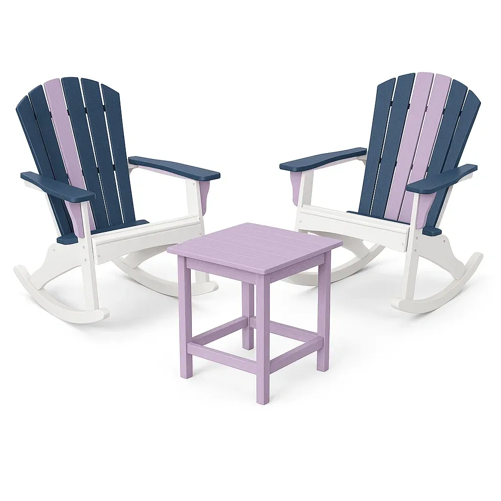 Set di sedie a dondolo in plastica riciclata con tavolino-Snoozinova