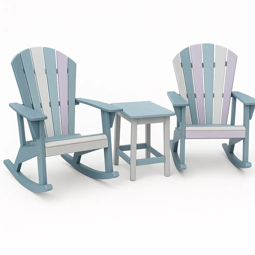 Set di sedie a dondolo da esterno in legno-Snoozinova