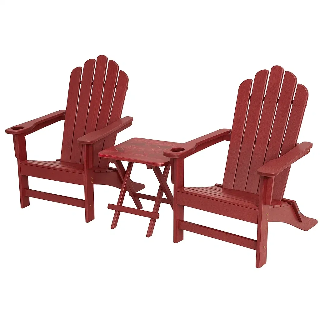 Set di sedie Adirondack in legno con tavolino pieghevole-Snoozinova