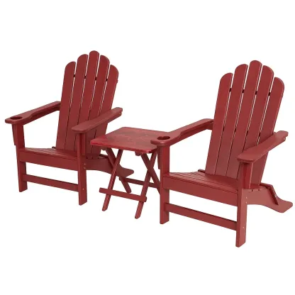 Set di sedie Adirondack in legno con tavolino pieghevole-Snoozinova