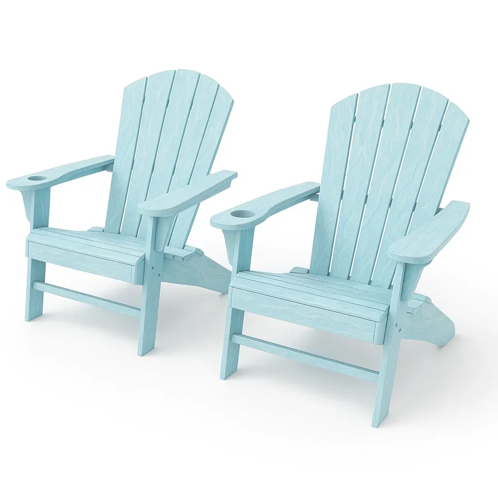 Set di sedie Adirondack in HDPE con portabicchieri per esterni-Snoozinova