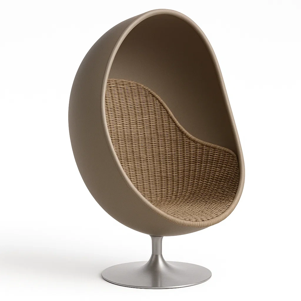 Sedia a uovo autoportante in rattan con base in metallo-Snoozinova