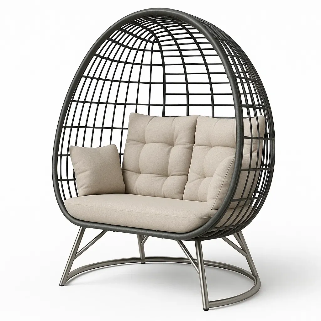 Sedia a uovo doppia in metallo con cuscini-Snoozinova