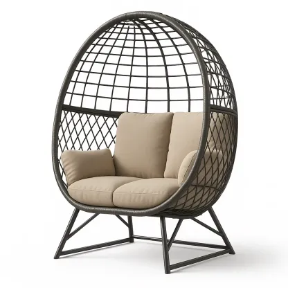 Sedia a uovo doppia in acciaio verniciato con cuscini-Snoozinova