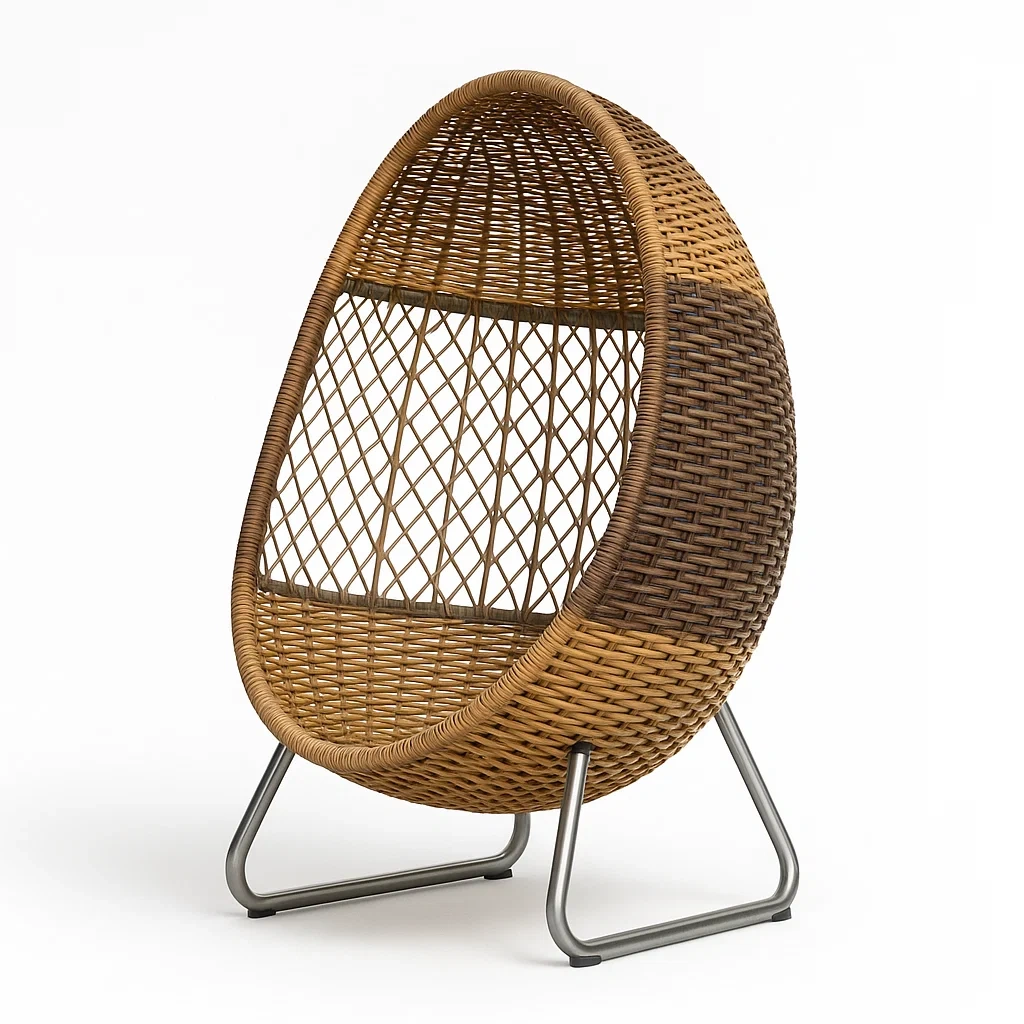 Sedia a uovo in rattan sintetico con struttura in metallo-Snoozinova