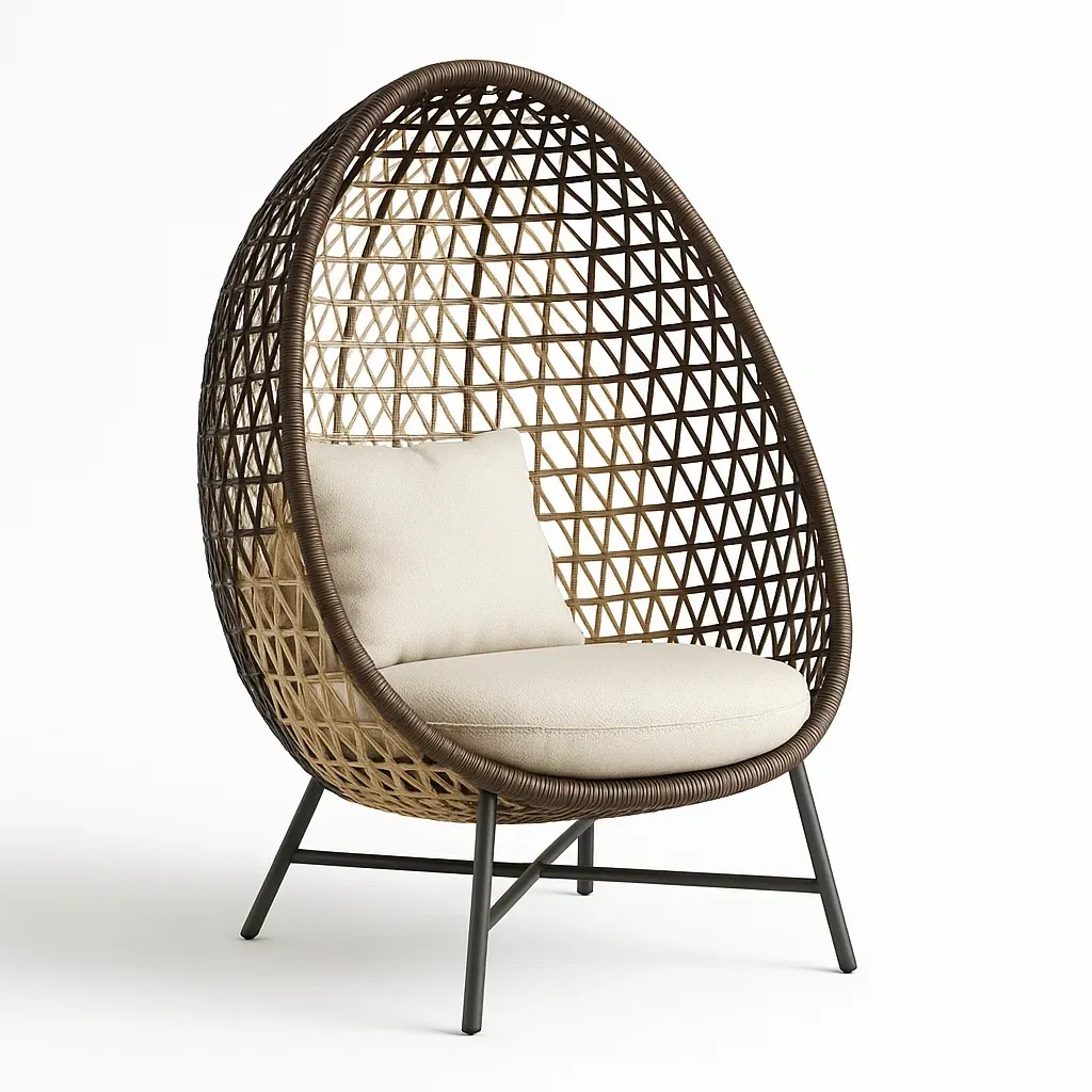 Sedia a uovo in rattan sintetico e metallo-Snoozinova