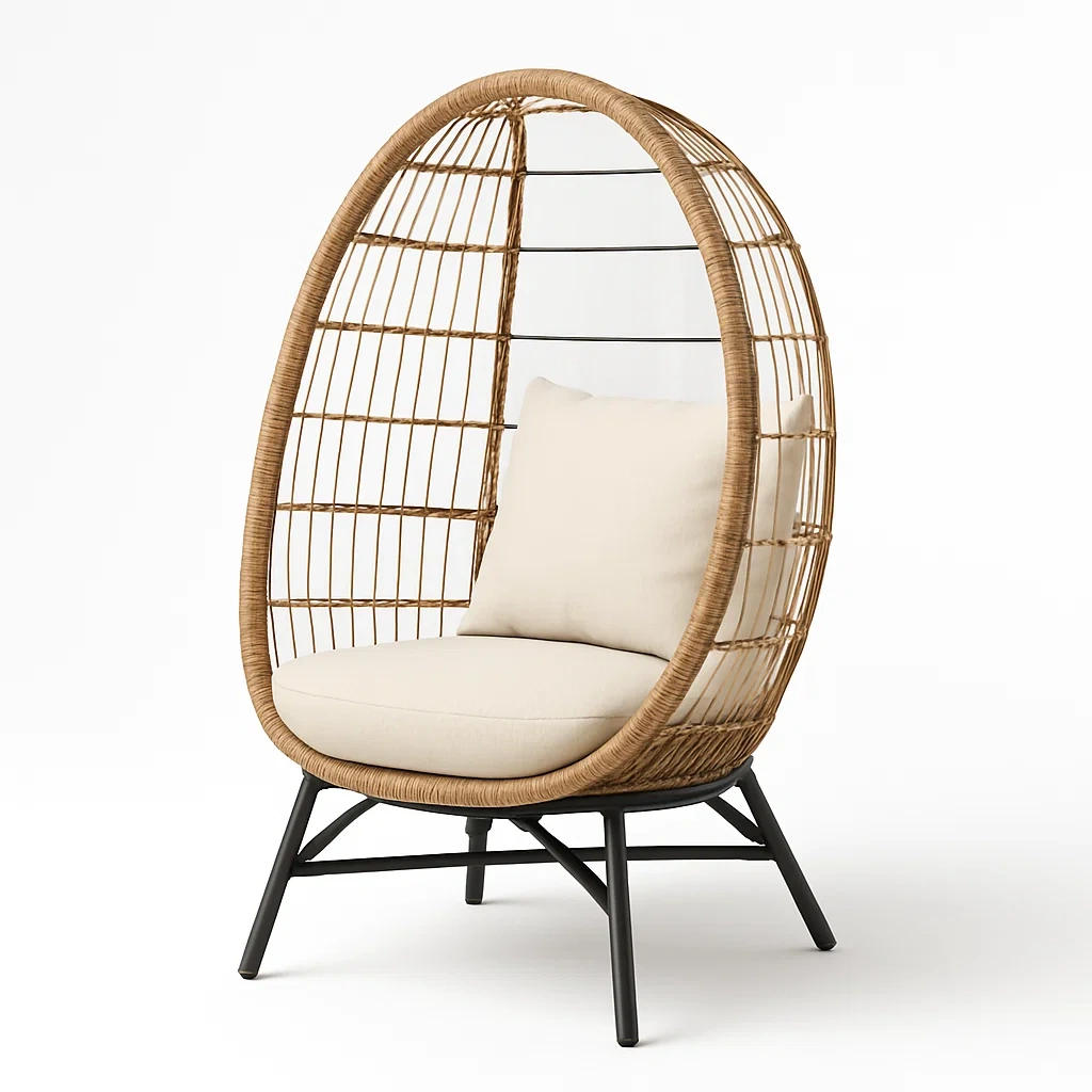 Sedia a uovo in rattan con cuscini-Snoozinova