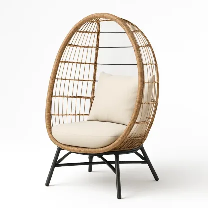 Sedia a uovo in rattan con cuscini-Snoozinova