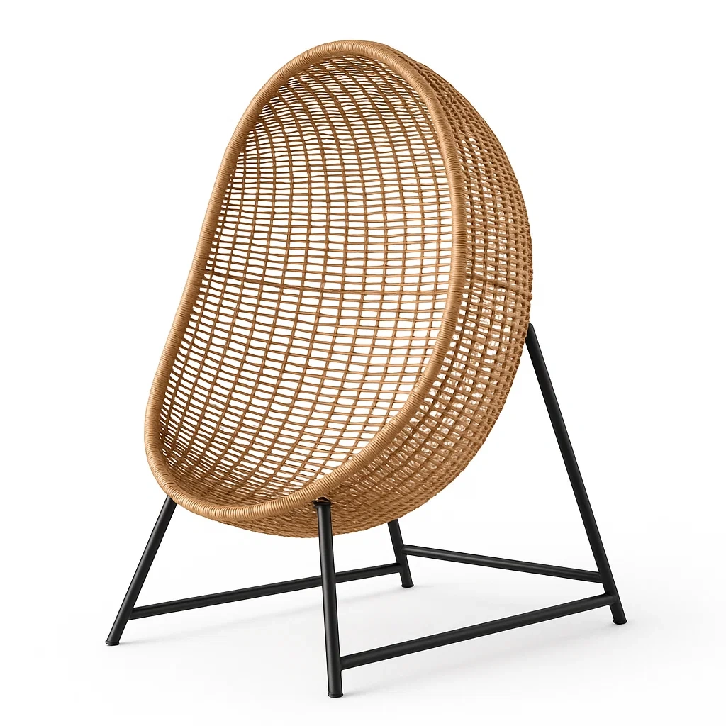 Sedia a uovo in rattan sintetico e acciaio-Snoozinova