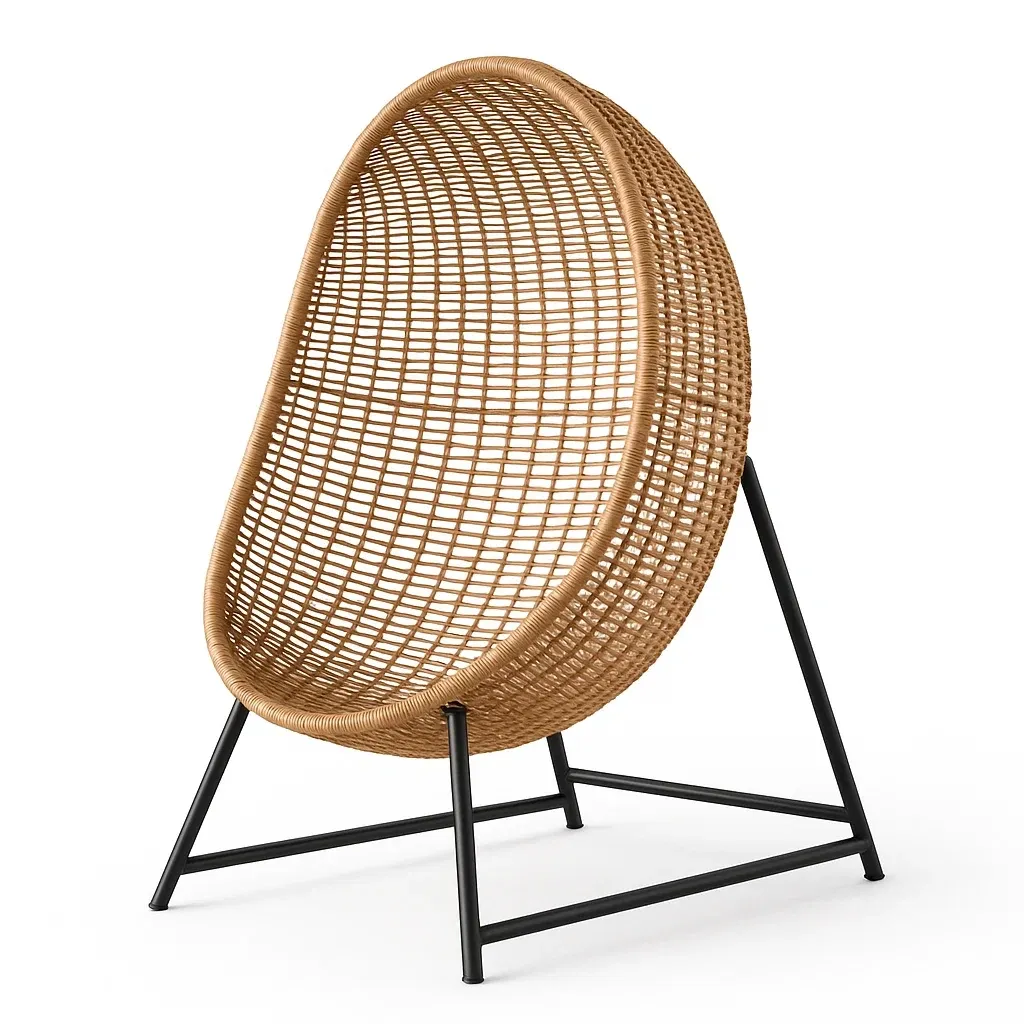 Sedia a uovo in rattan sintetico e acciaio-Snoozinova