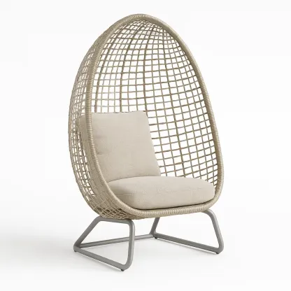 Sedia a uovo in rattan intrecciato con struttura in metallo-Snoozinova