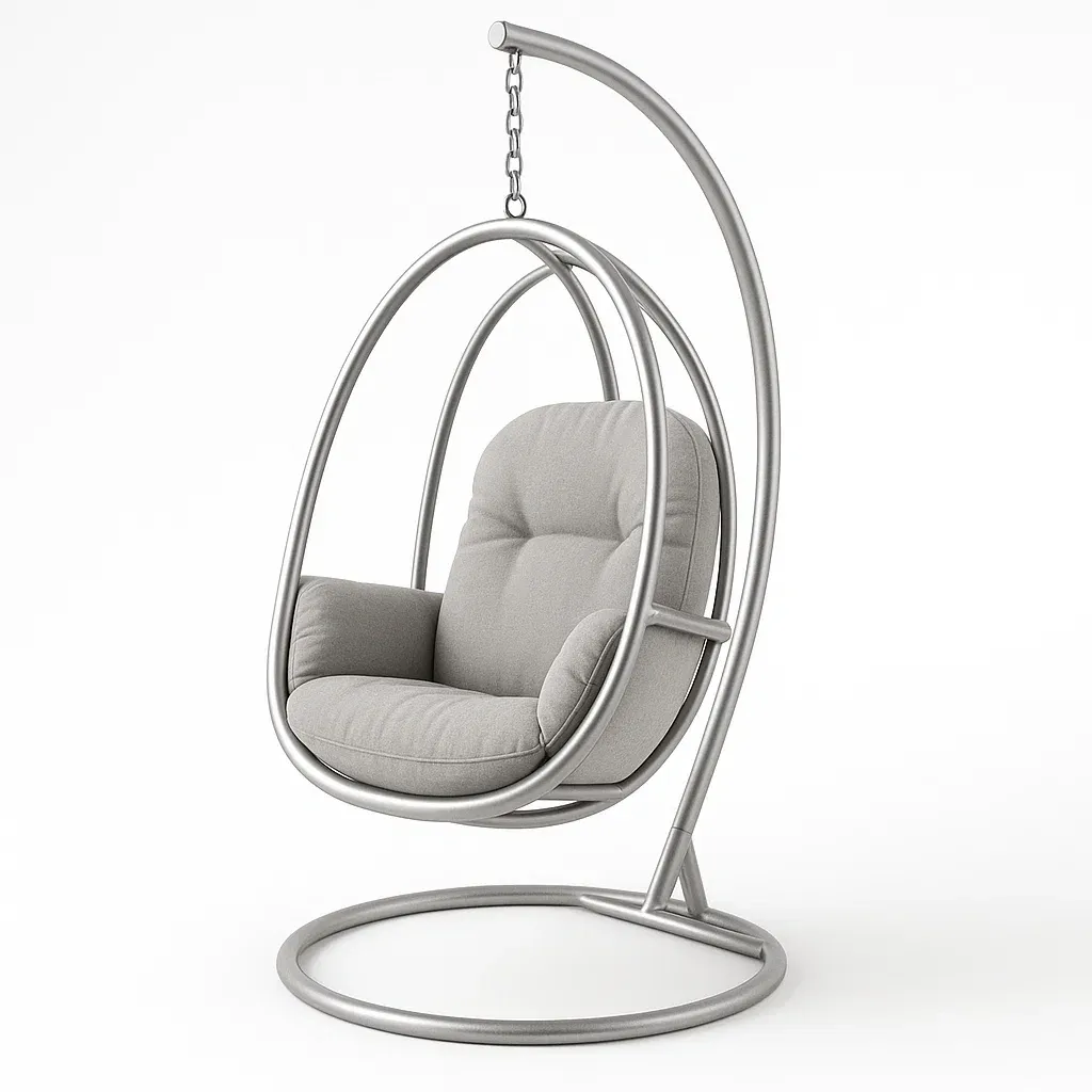 Sedia a uovo sospesa in acciaio con tessuto in poliestere-Snoozinova