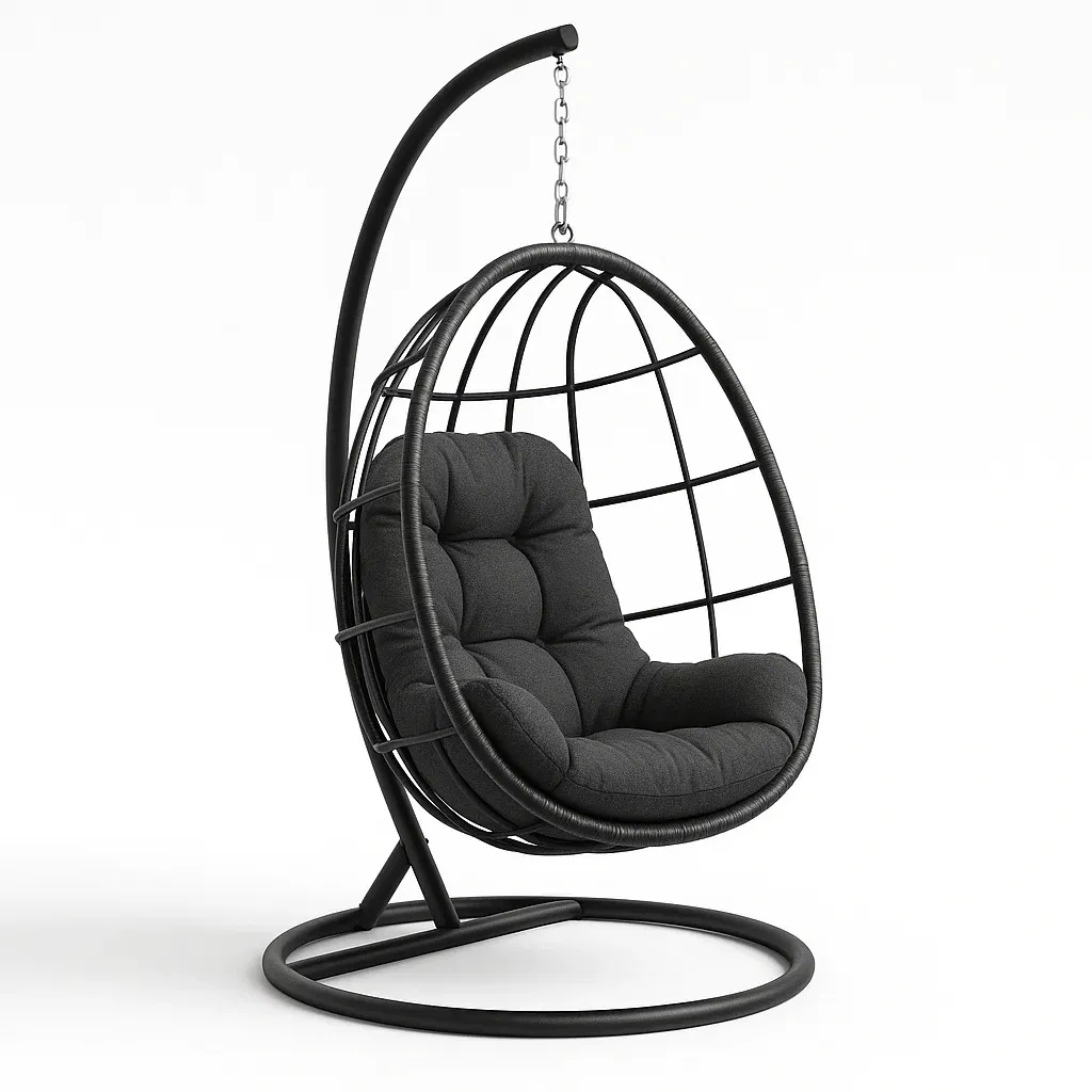 Sedia a uovo sospesa in metallo con tessuto-Snoozinova