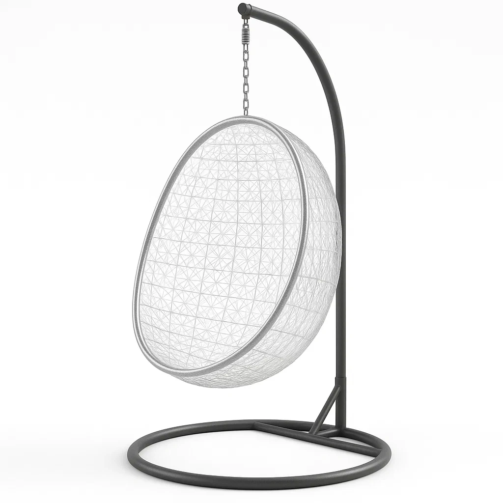 Sedia a uovo sospesa in rattan sintetico e metallo-Snoozinova