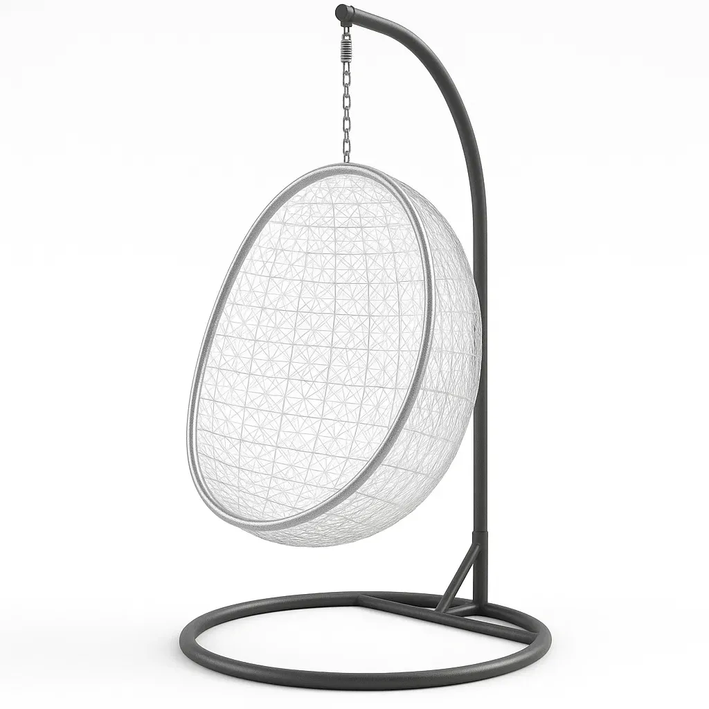 Sedia a uovo sospesa in rattan sintetico e metallo-Snoozinova