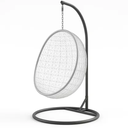 Sedia a uovo sospesa in rattan sintetico e metallo-Snoozinova