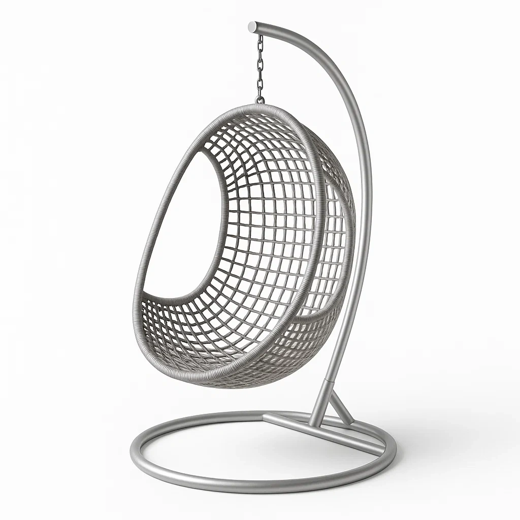 Sedia a uovo sospesa in metallo con struttura di supporto-Snoozinova