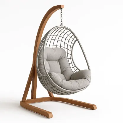 Sedia a uovo sospesa con supporto in legno e cuscini-Snoozinova