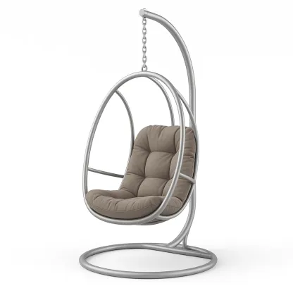 Sedia a uovo sospesa in acciaio con cuscino in poliestere-Snoozinova