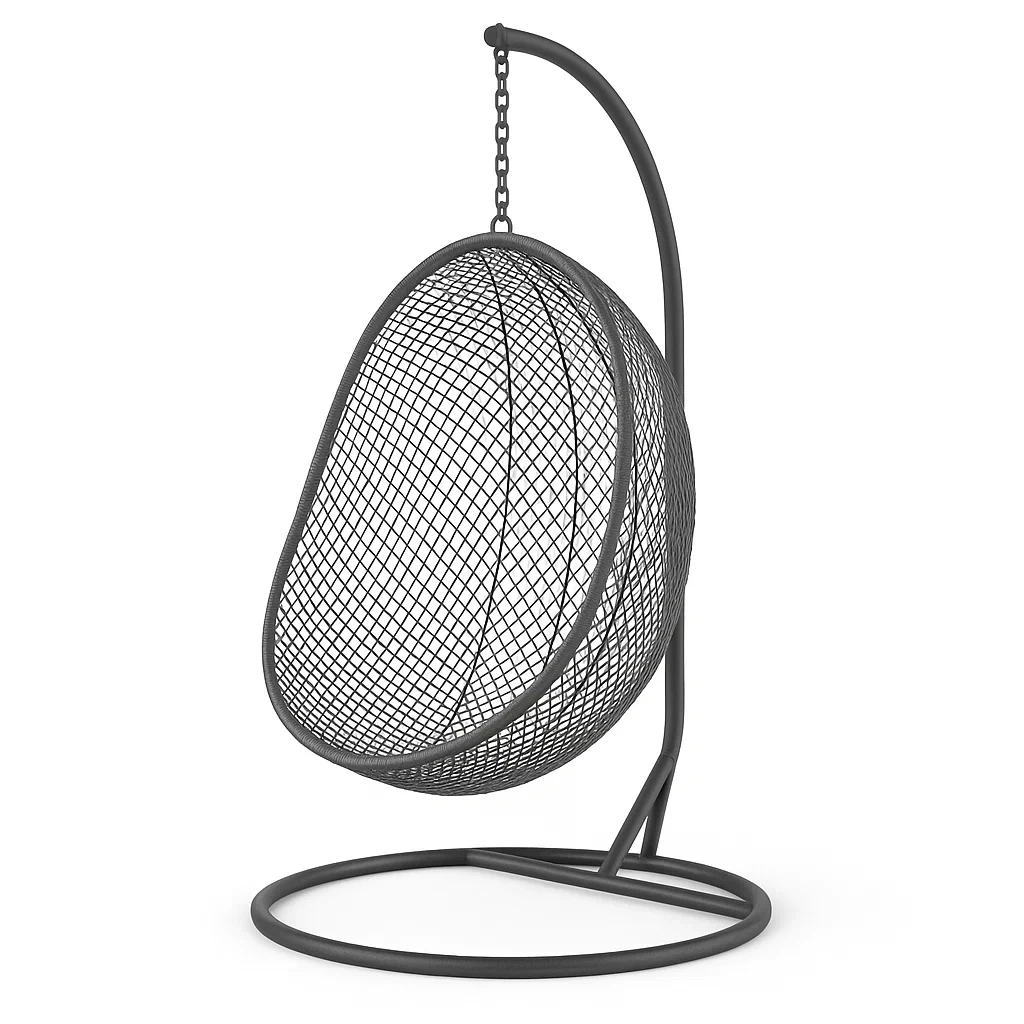 Sedia a uovo sospesa in metallo con rete-Snoozinova