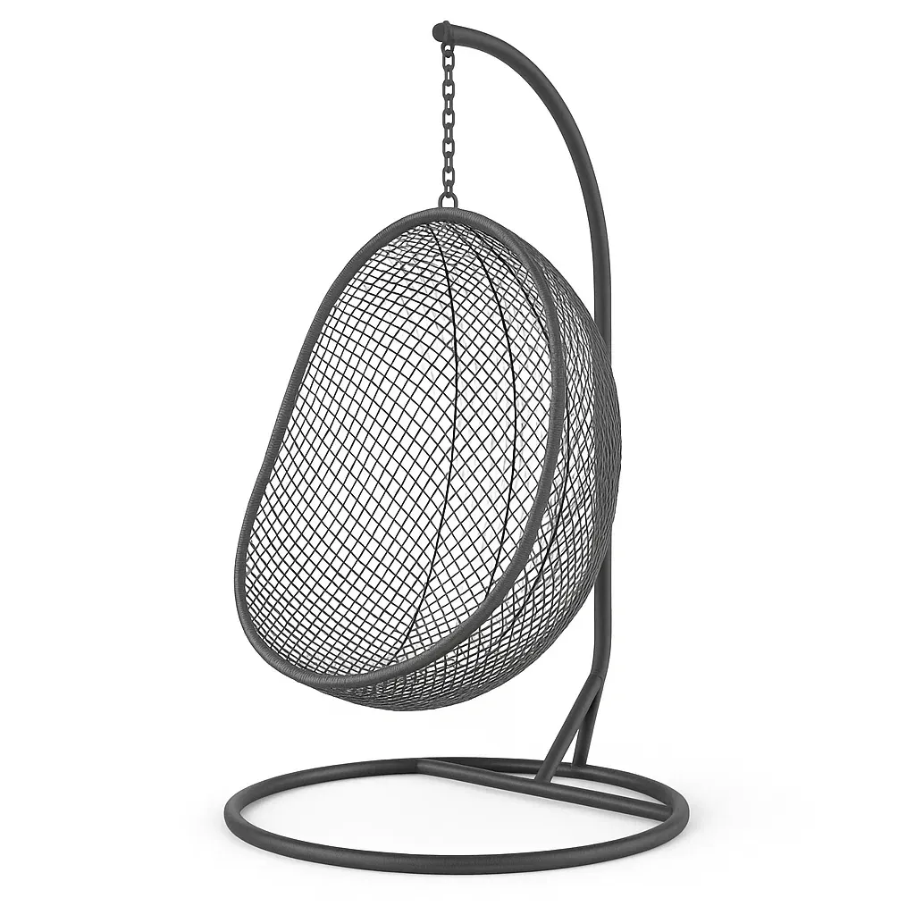 Sedia a uovo sospesa in metallo con rete-Snoozinova