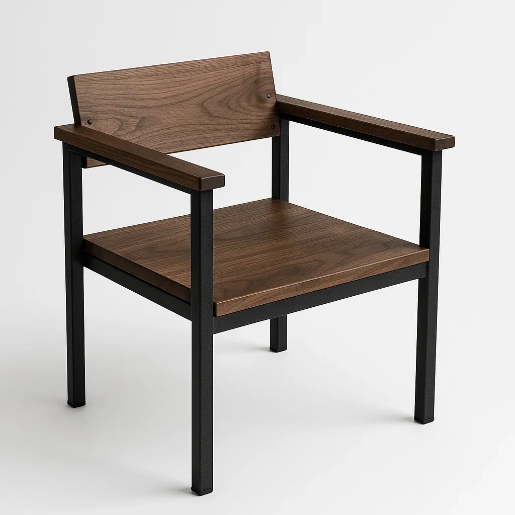 Poltrona in legno di noce e metallo-Snoozinova