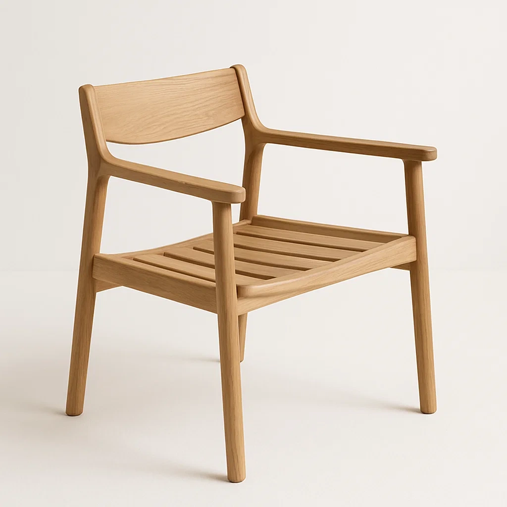 Poltrona in legno massello di quercia con braccioli-Snoozinova
