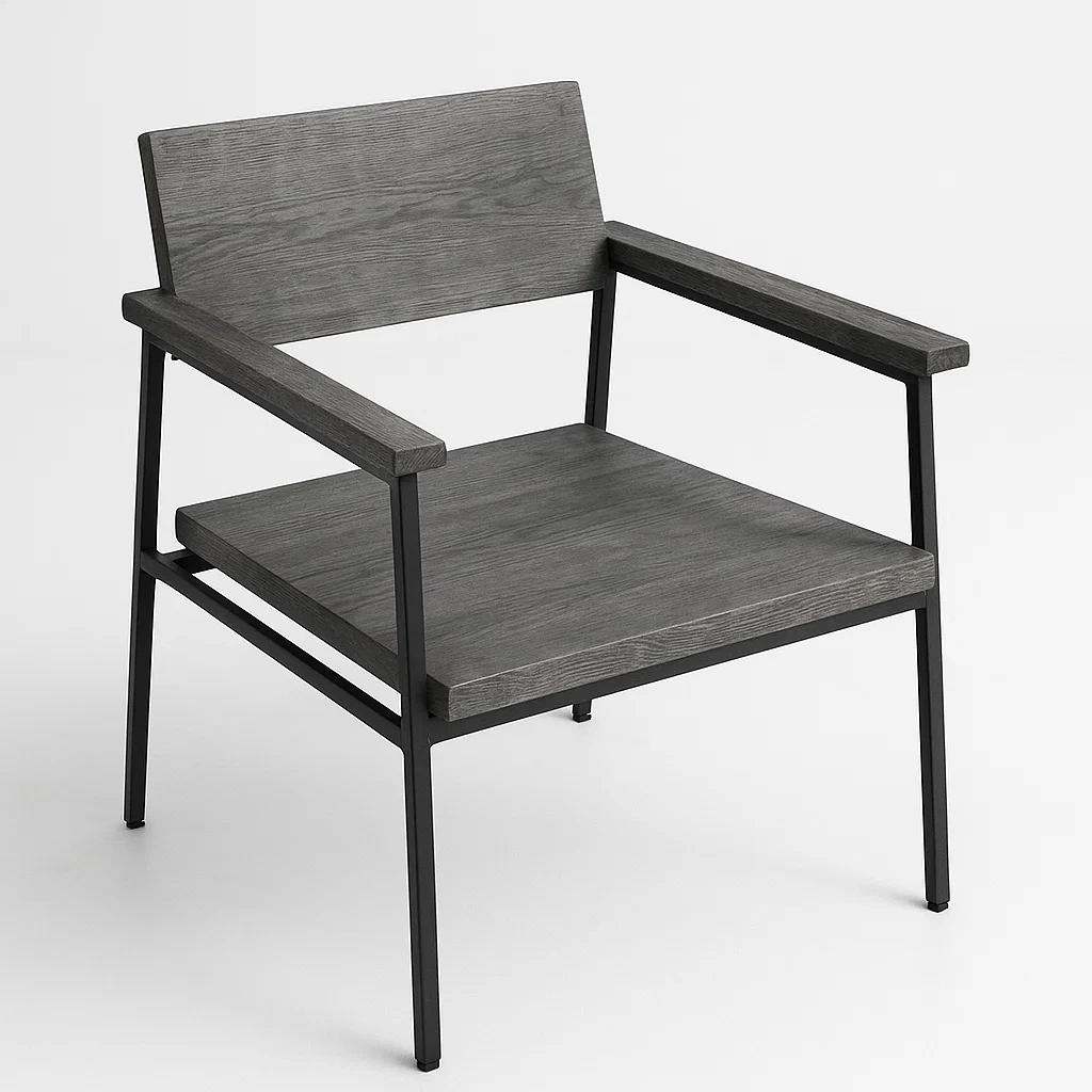 Poltrona in legno con struttura in metallo e seduta in legno-Snoozinova