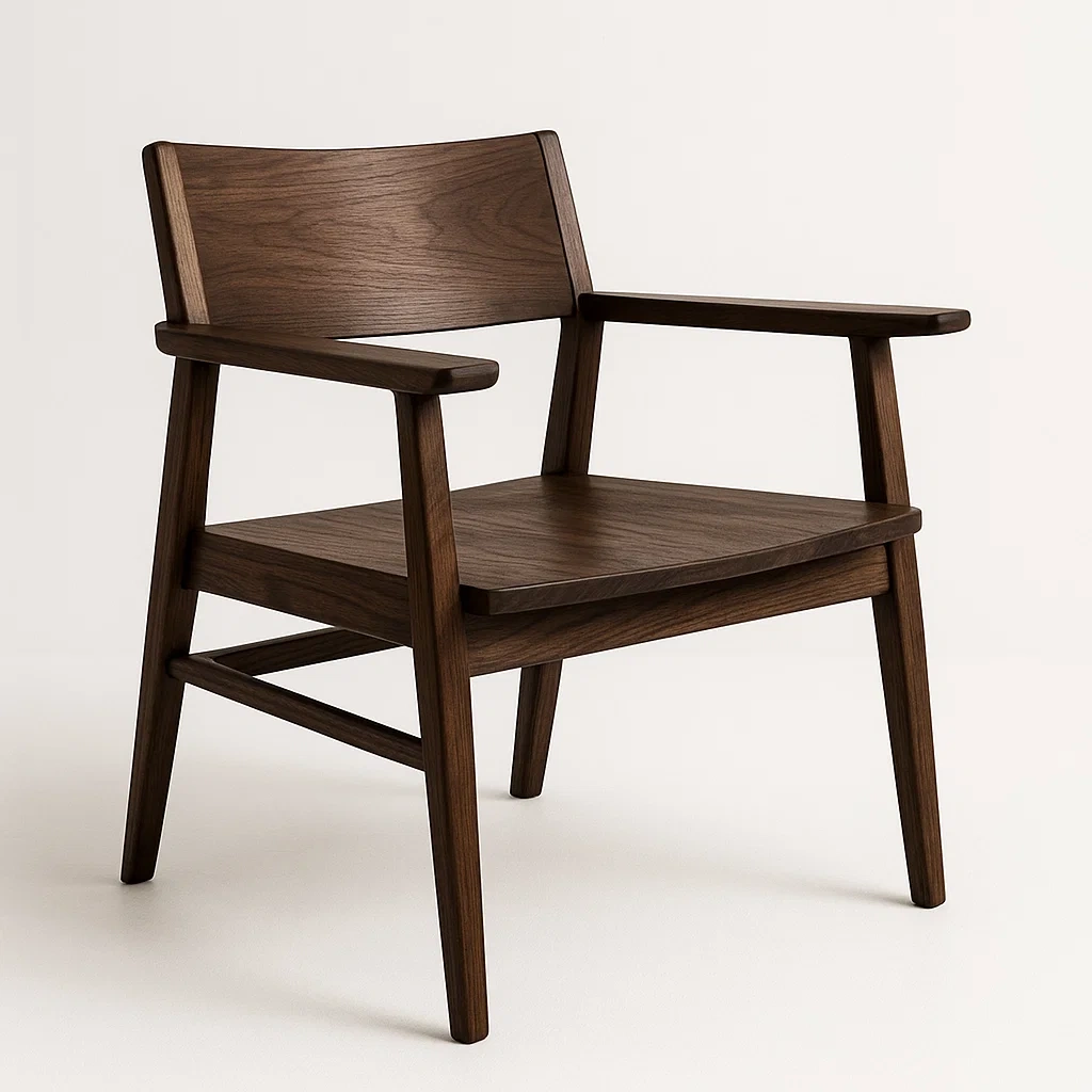 Poltrona in legno di noce massiccio con braccioli-Snoozinova