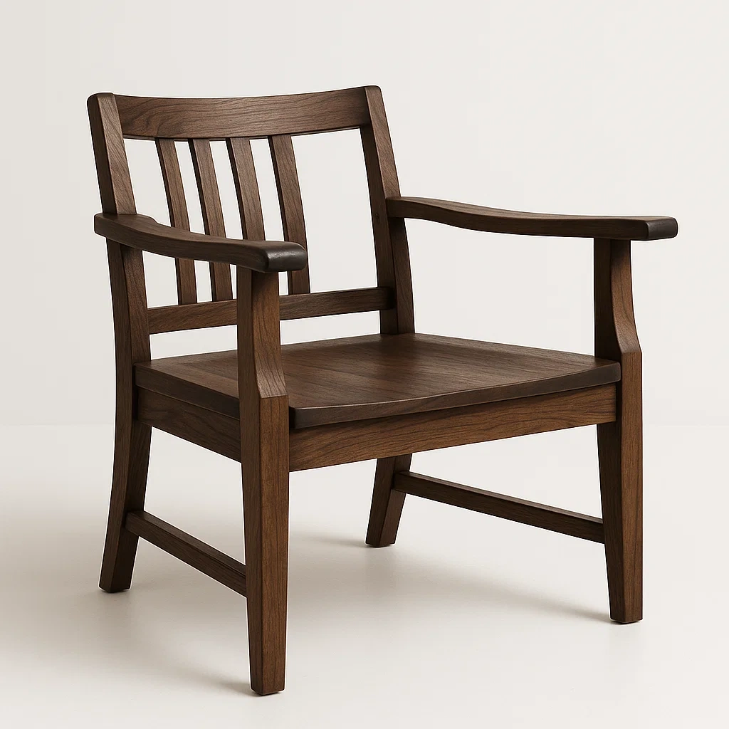 Poltrona in legno massello con braccioli,85x60x55 cm-Snoozinova