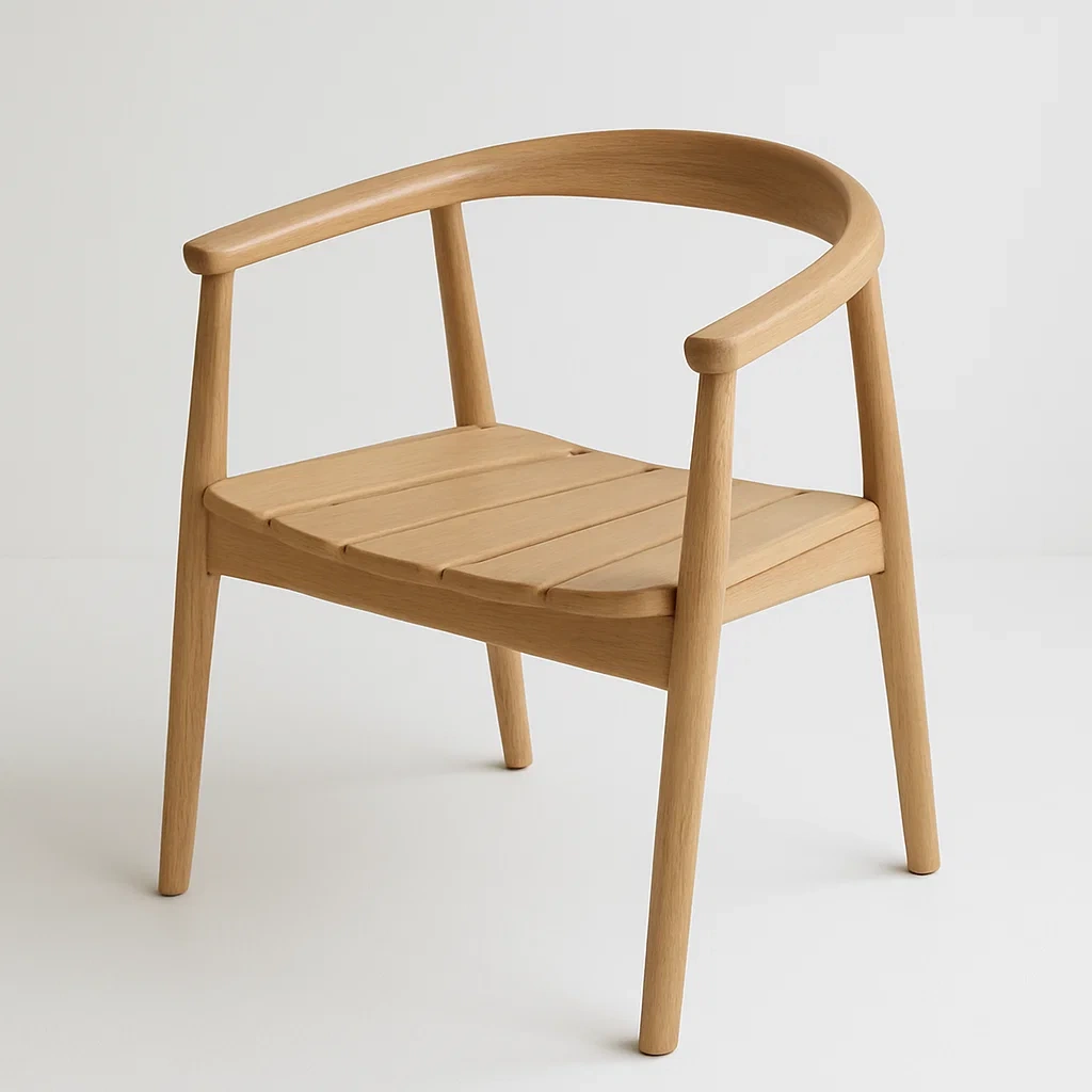 Poltrona in legno massello di quercia con schienale curvo-Snoozinova