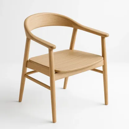 Poltrona in legno massello di rovere con schienale curvo-Snoozinova
