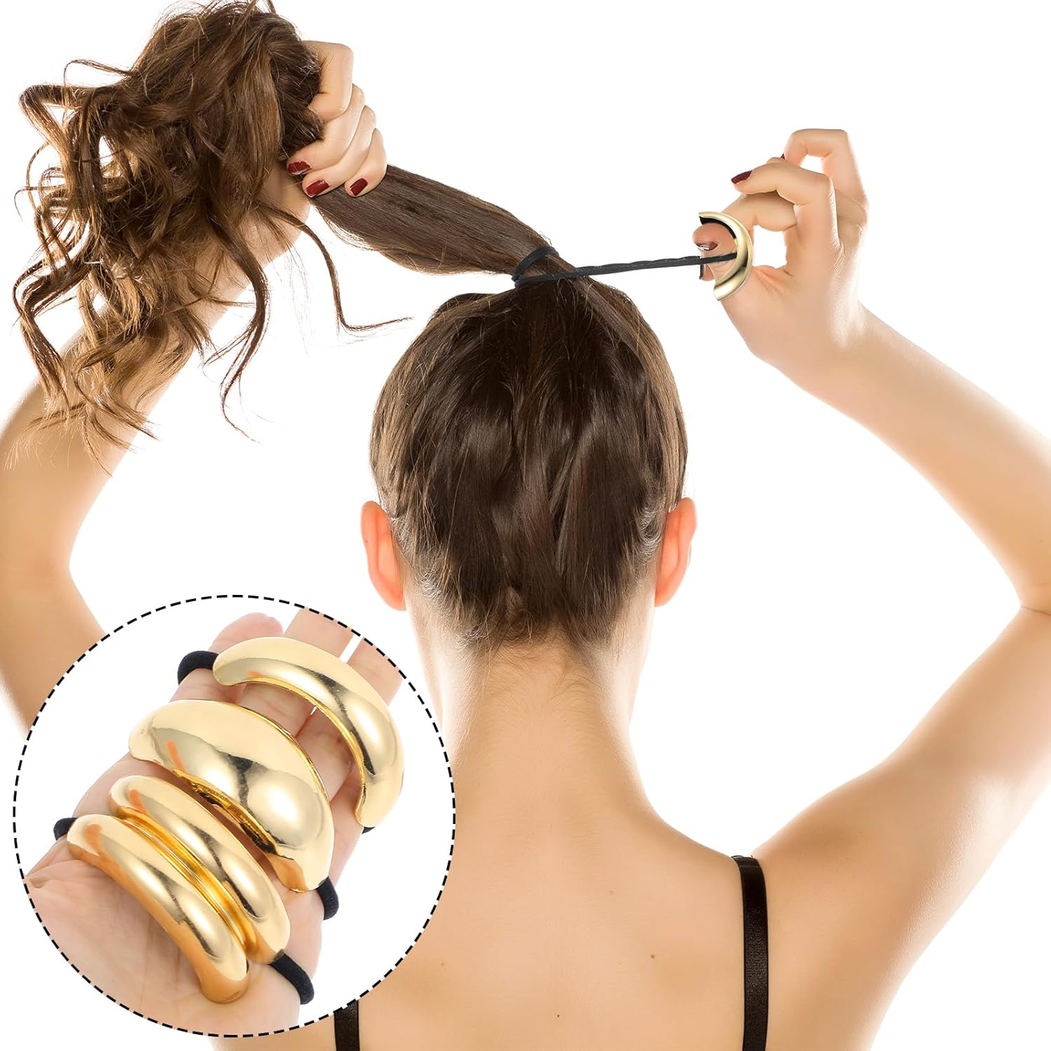 GIFTS FOR LOVED ONES🔥Glossy Gold Hair Cuffs Metal Hair Tie